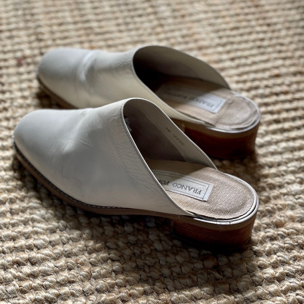 Franco Fortini off white leather mules - size 6